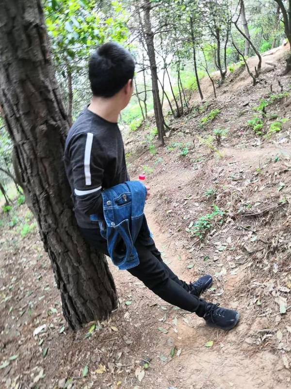 靠树休息图
